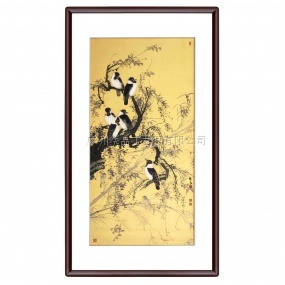 廣繡《秋樹聚禽圖》100x177cm